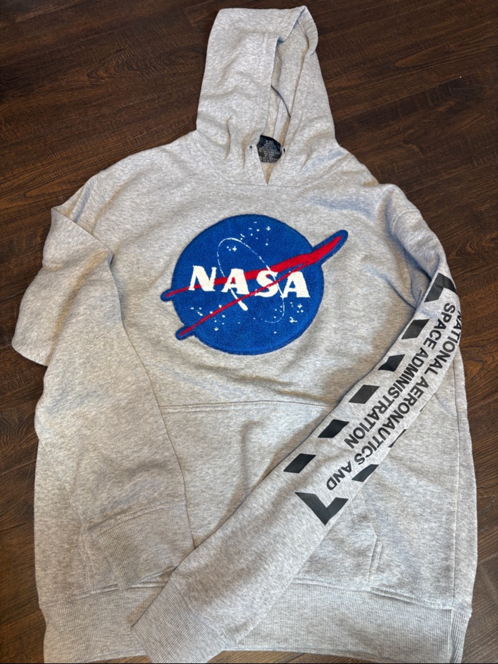 NASA Grey Pullover Hoodie with Blue Logo